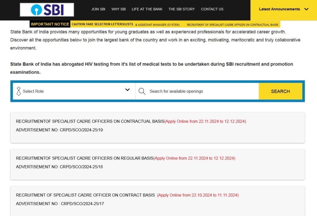 sbi sco recruitment 2024 current opening